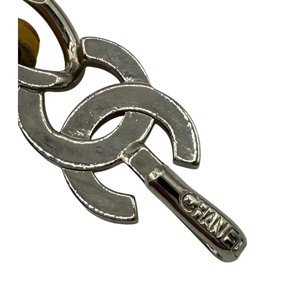 Chanel Yellow Lambskin Leather CC Silver Toned Hardware Chain Belt